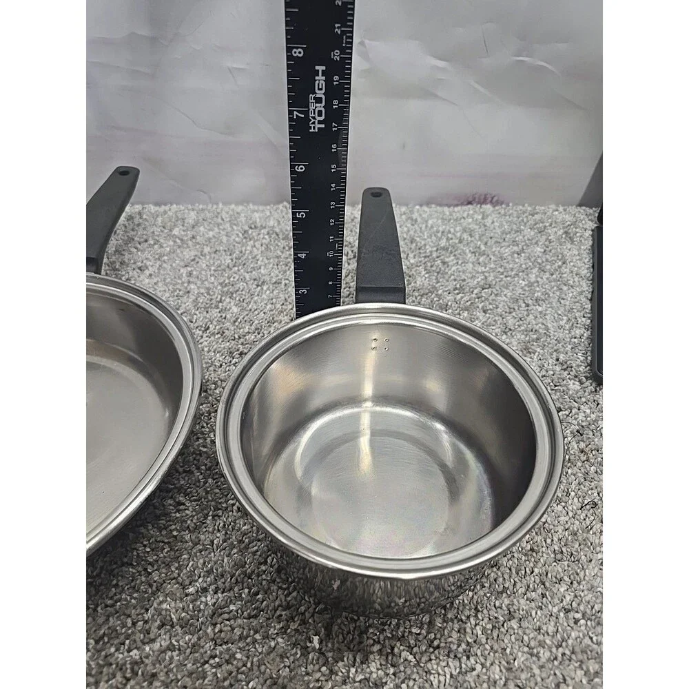 Vintage Flint Ware By Ekco 1 Qt Stainless Steel Sauce Pan With Lid And Skillet
